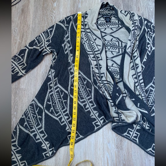 Wet Seal Tribal Aztec Blue & Tan Open Front Cardigan large - Picture 16 of 16